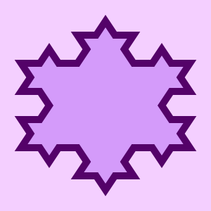 This example constructs a Koch curve with a width of 10px. As there are just 3 iterations it looks like a star.